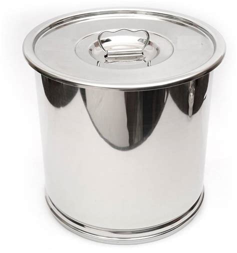 large metal container with lid